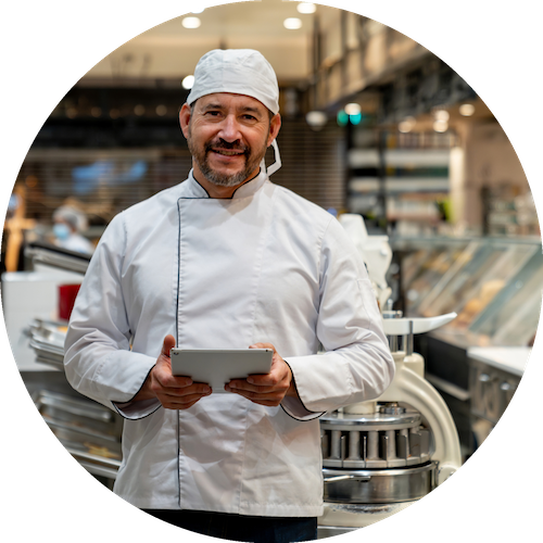 Professional baker in business setting